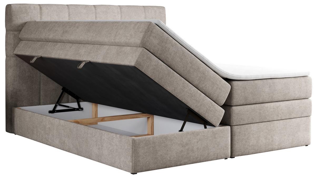 BOXSPRINGBETT ERNI KING 140/200 Beige Struktur - H3 - Beige, Holz/Textil (140/200cm) - MKS