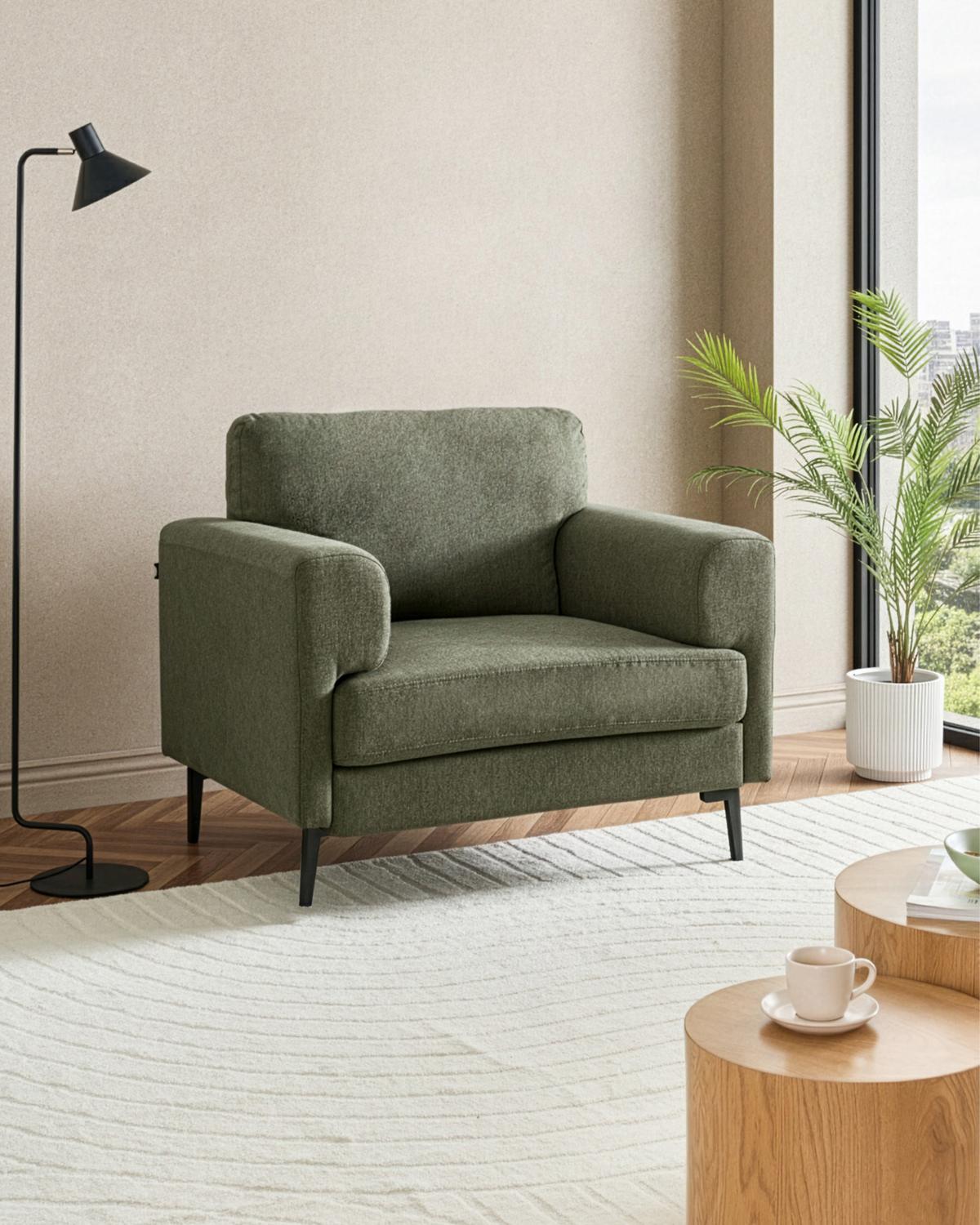 SESSEL Stoff Grün Lousto - Grün, Textil (102/85/65cm) - Beliani