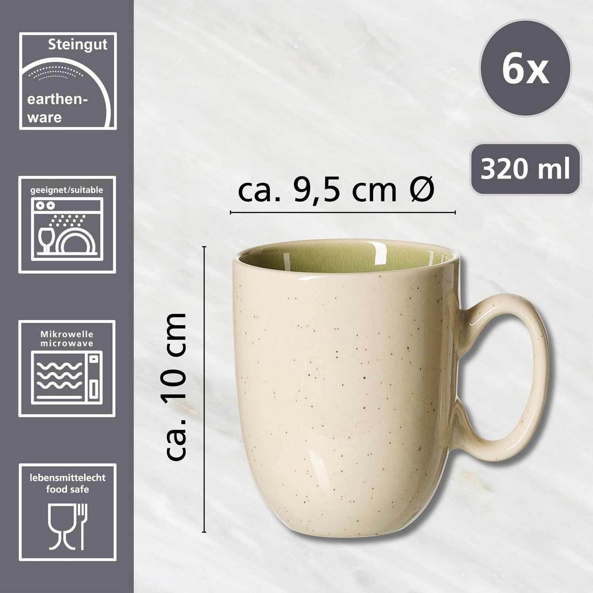 KAFFEEBECHER Skog Grün-Mix 400 ml 6-tlg. - Grün, Keramik (0.4L) - Ritzenhoff Breker