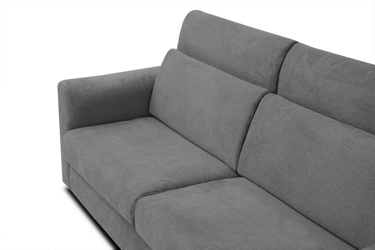 SOFA MEZO 3-Sitzer mit Schlaffunktion, grau - Schwarz/Grau, Holz/Textil (232/90/107cm) - Wozimo