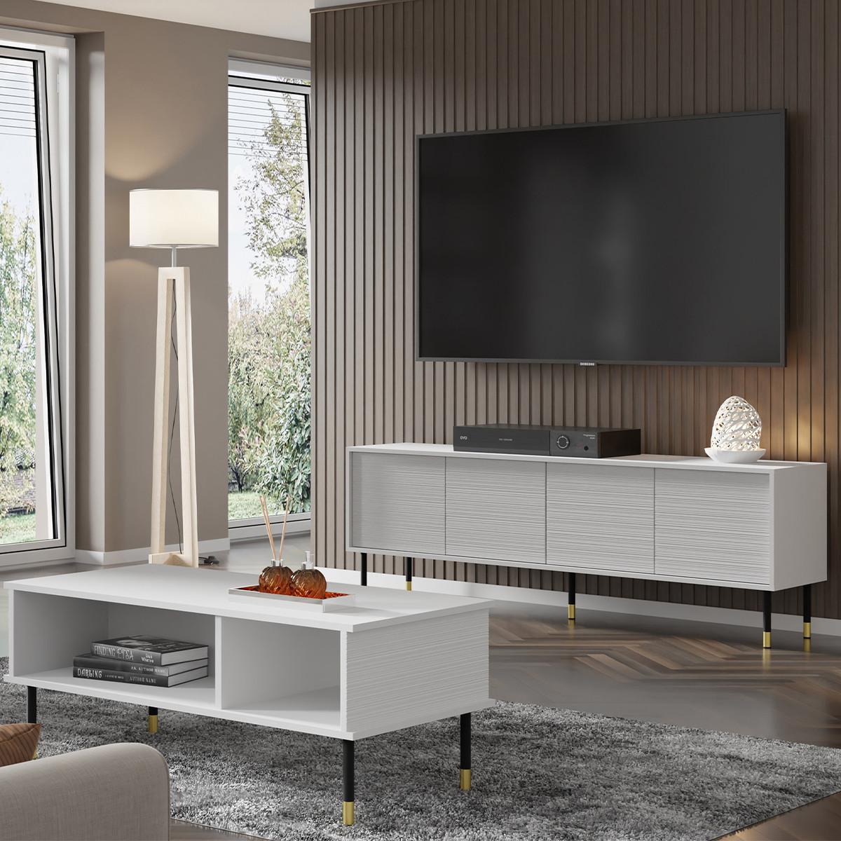 COUCHTISCH Rani Weiß - Weiß, Holzwerkstoff (55/110/45cm) - Petits-meubles