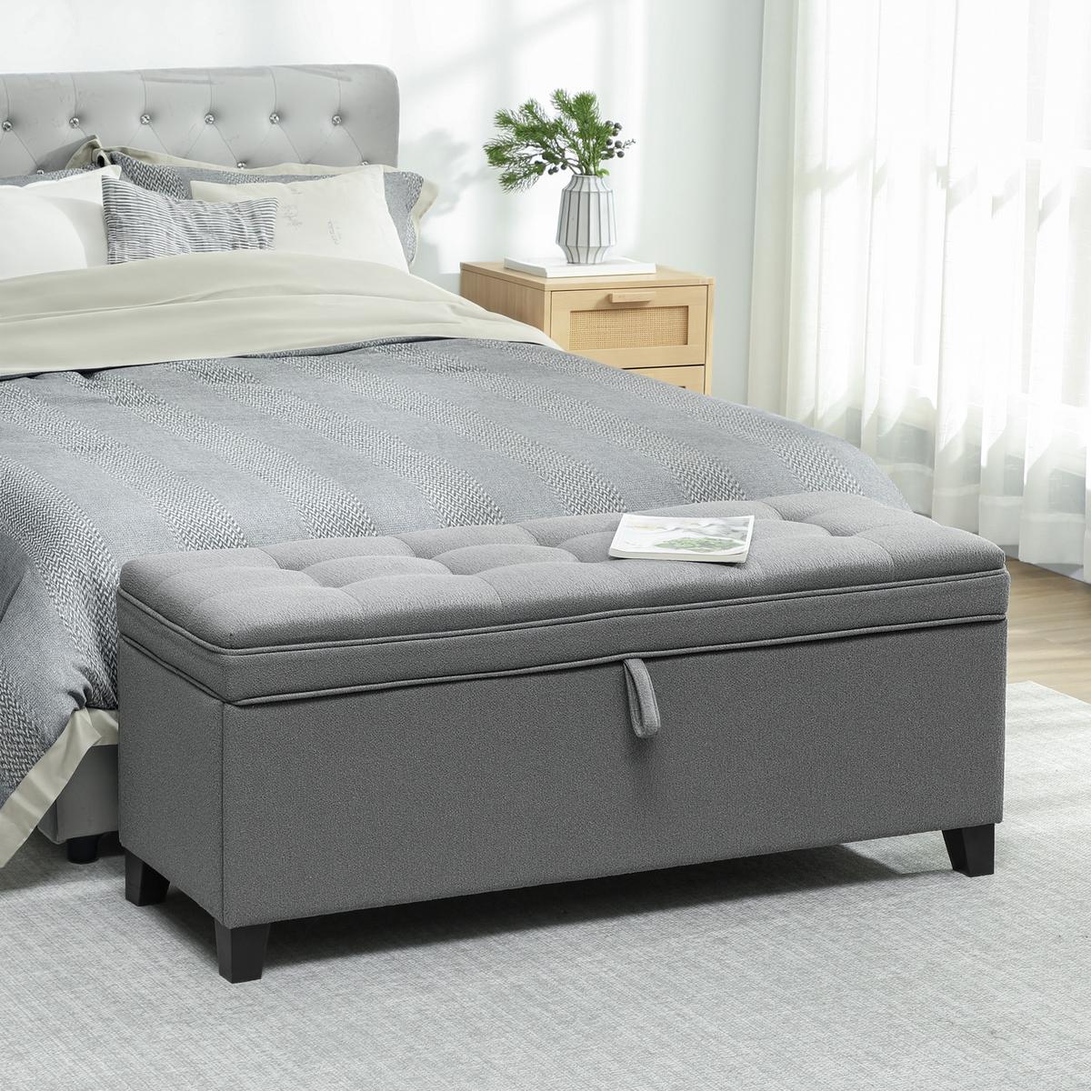 SITZBANK Polyester Kohlegrau - Dunkelgrau, Holzwerkstoff/Textil (40/48/120cm) - HOMCOM