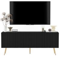 TV-SCHRANK Elpis Schwarz Matt mit goldenen Metallbeine Glamour 150 cm - Goldfarben/Schwarz, Holzwerkstoff/Metall (150/60.5/36.5cm) - Meble Lindner