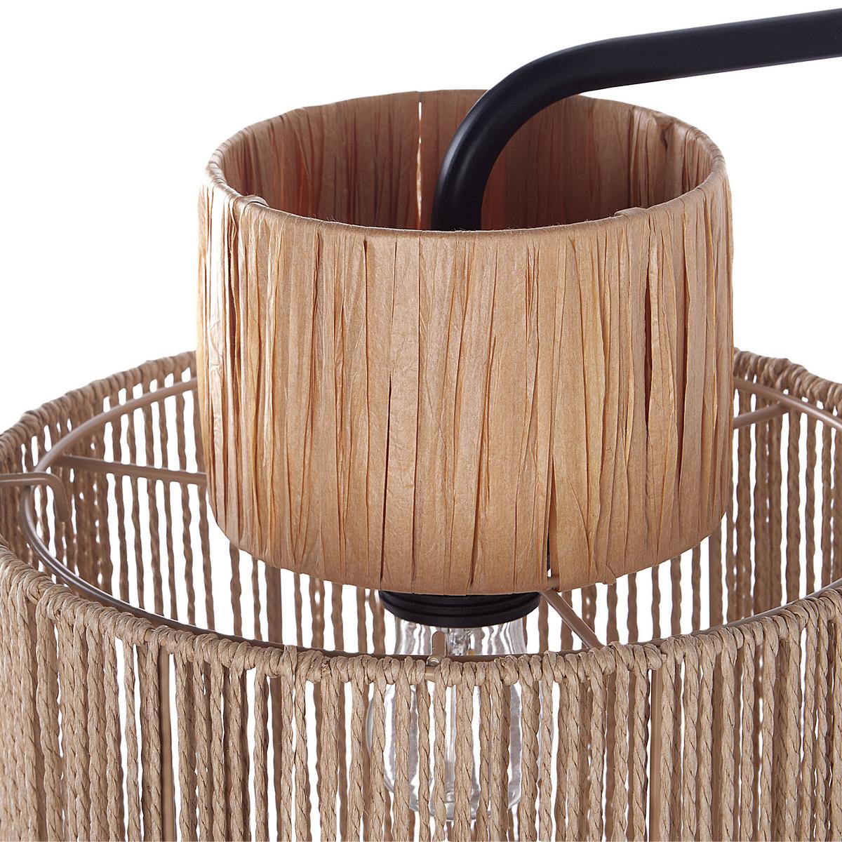 WANDLAMPE 2er Set Naturfarben/Schwarz Jamma - Schwarz/Naturfarben, Naturmaterialien (30/36/24cm) - Beliani