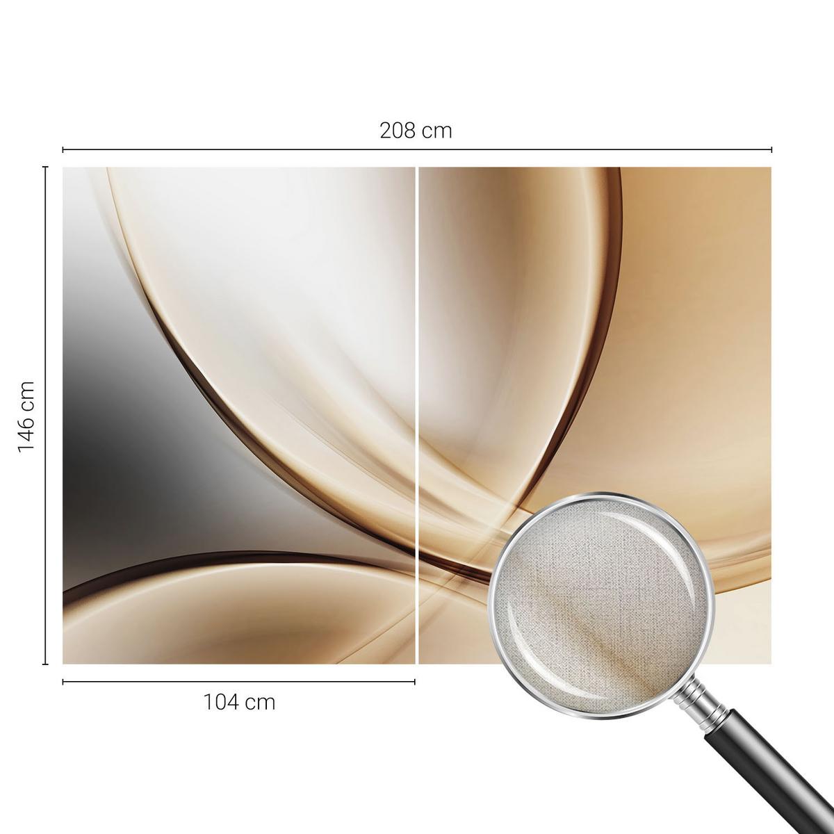 FOTOTAPETE 208x146 cm - Abgerundete Linien - Beige, Textil (208/146cm) - Wallfluent