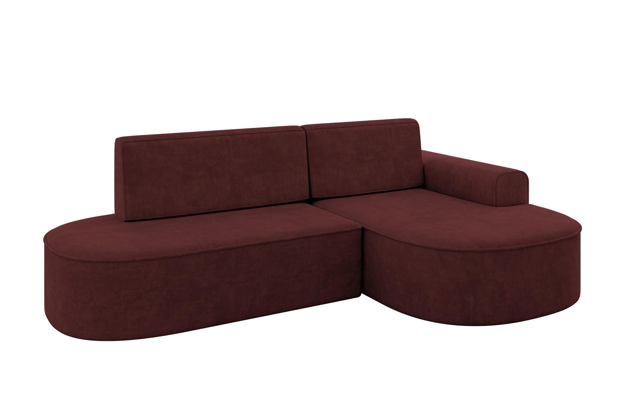 ECKSOFA mit Schlaffunktion und Bettkasten Ottomane Rechts MARI-L1-S - 283x167x73 cm Bordeauxrot Velours - Bordeaux/Schwarz, Holzwerkstoff/Kunststoff (167/283cm) - ALTDECOR