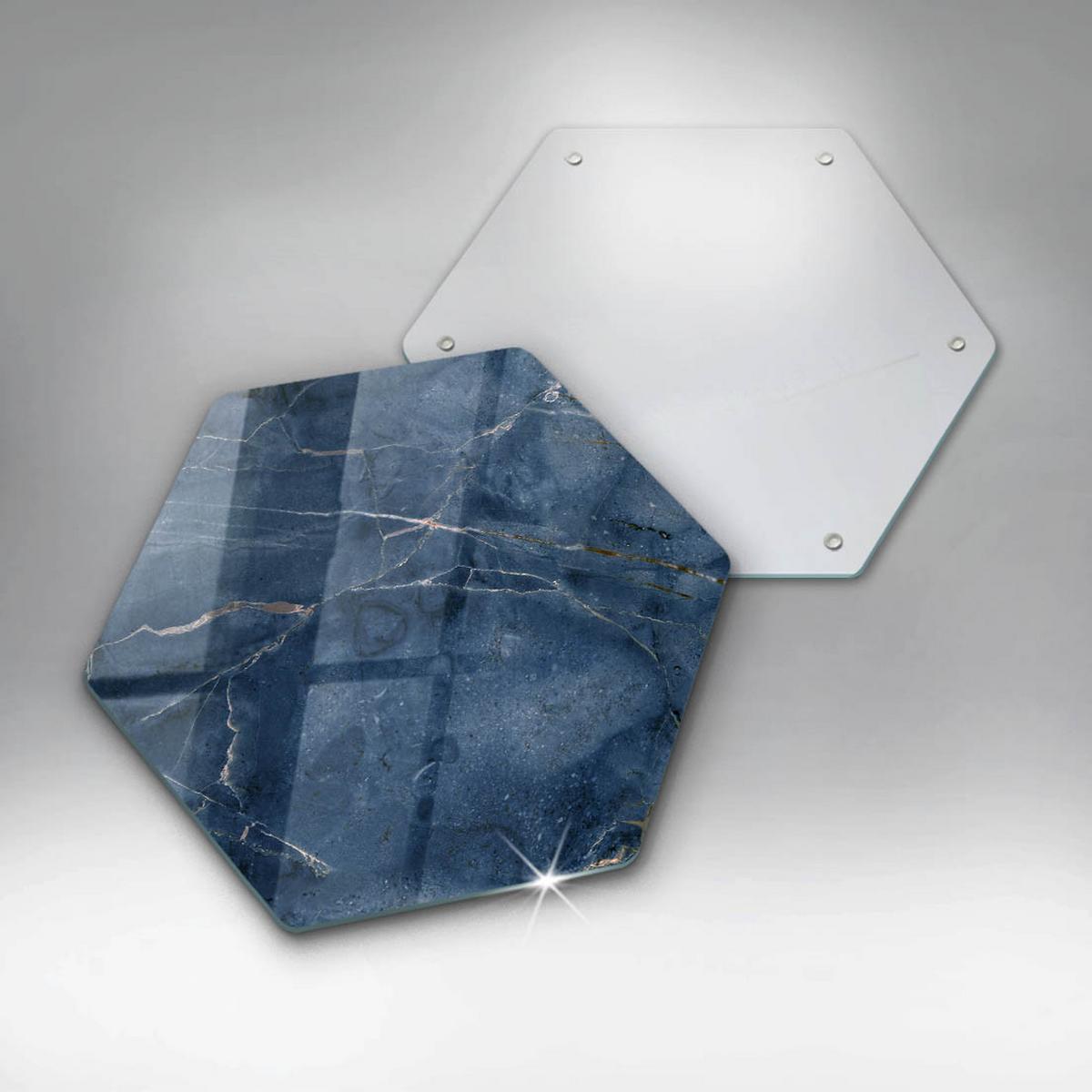 GLASPLATTE 40 cm Stein Textur Marmor - Blau, Glas (40/40cm) - Wallfluent