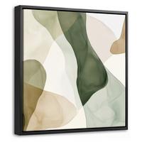 LEINWAND Bilder mit Rahmen - Japandi - Abstrakt - Grün - 20x20 - Salbeigrün, Textil (20/20cm) - MuchoWow