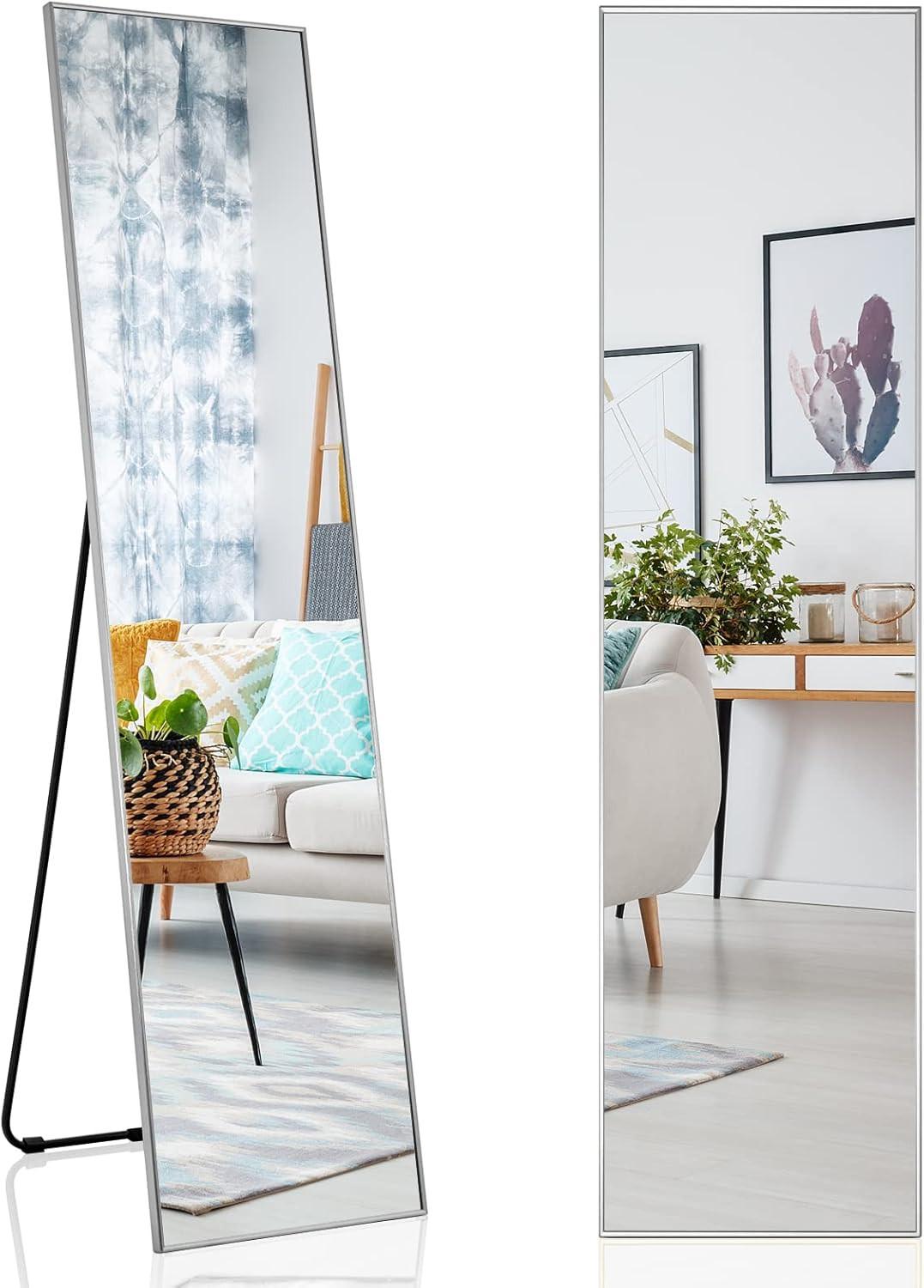 GANZKÖRPERSPIEGEL Silber - Silberfarben, Glas (160/2/40cm) - COSTWAY