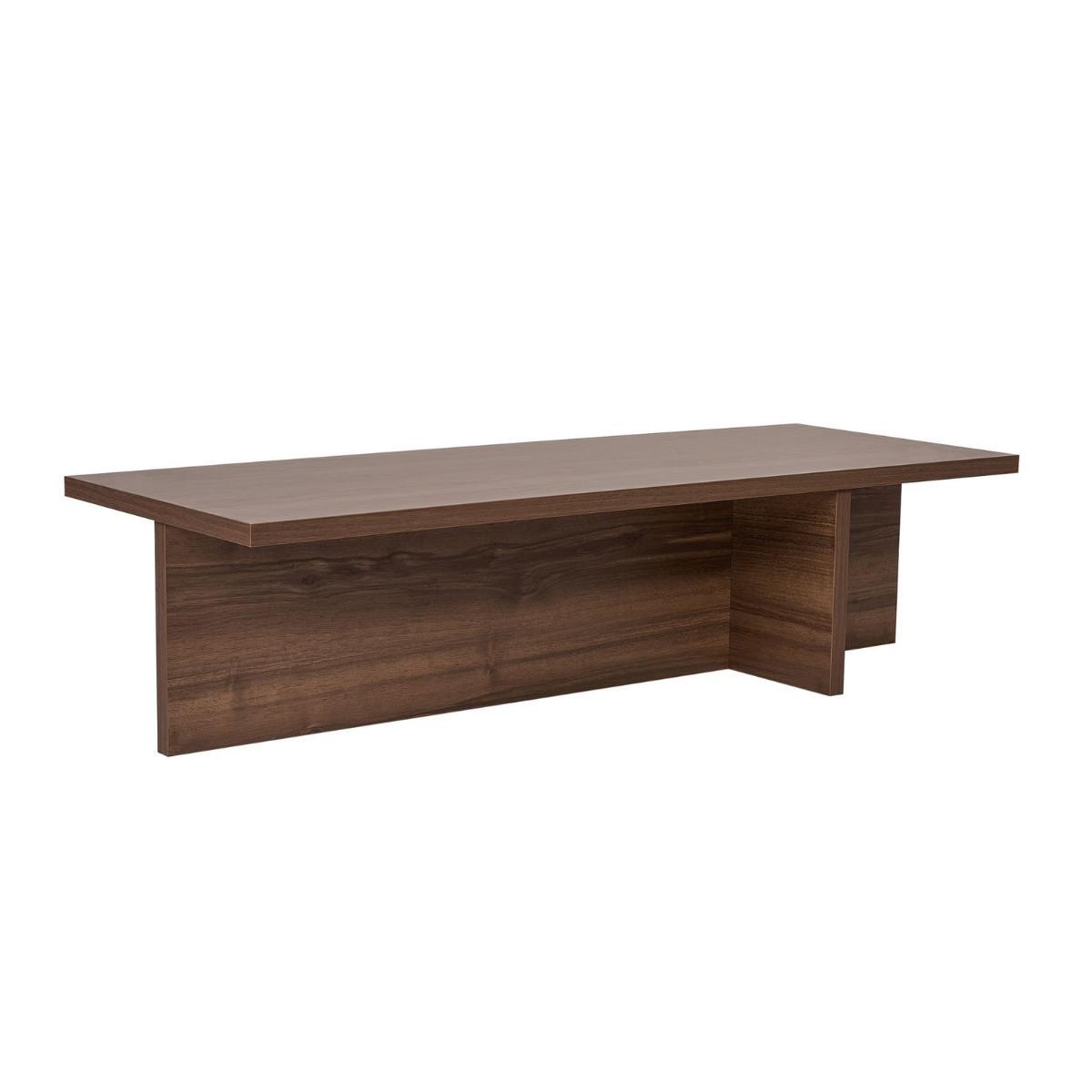 COUCHTISCH mit rechteckiger Platte und asymmetrischem Fuß L120 cm - HARBOR - Naturfarben, Holzwerkstoff (50/45/30cm) - Calicosy