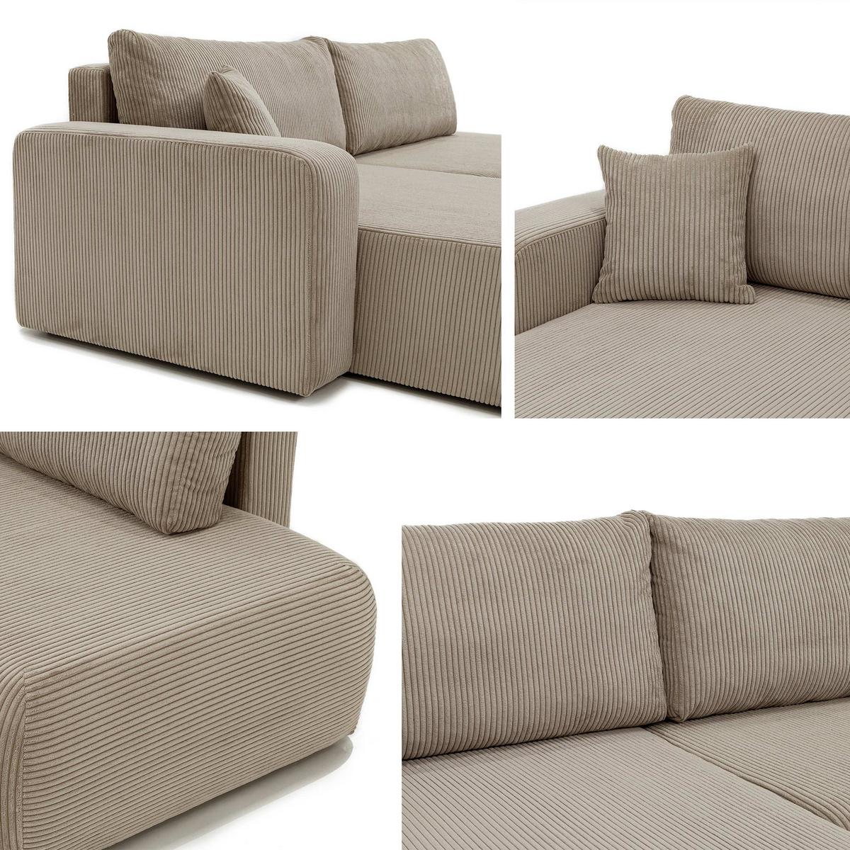 ECKSOFA Piano O Cord - Beige/Schwarz, Holz/Kunststoff (262/145cm) - MIRJAN24