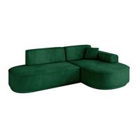 ECKSOFA Ottomane Rechts MARI-L1-v3 - 243x171x83 cm Dunkelgrün Velours - Dunkelgrün/Schwarz, Holzwerkstoff/Kunststoff (171/243cm) - ALTDECOR