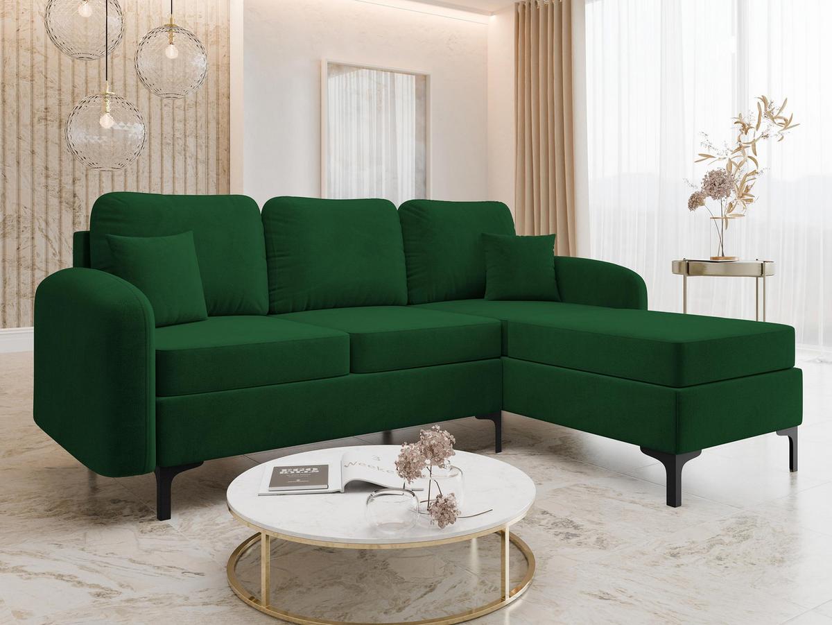 ECKSOFA Venice, Seite: Rechts - Schwarz/Grün, Holz/Textil (225/172cm) - MIRJAN24