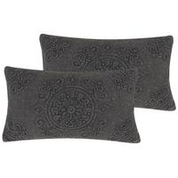 DEKOKISSEN 2er-Set Dunkelgrau 30/50 cm Veloor - Dunkelgrau, Naturmaterialien (30/50cm) - Beliani
