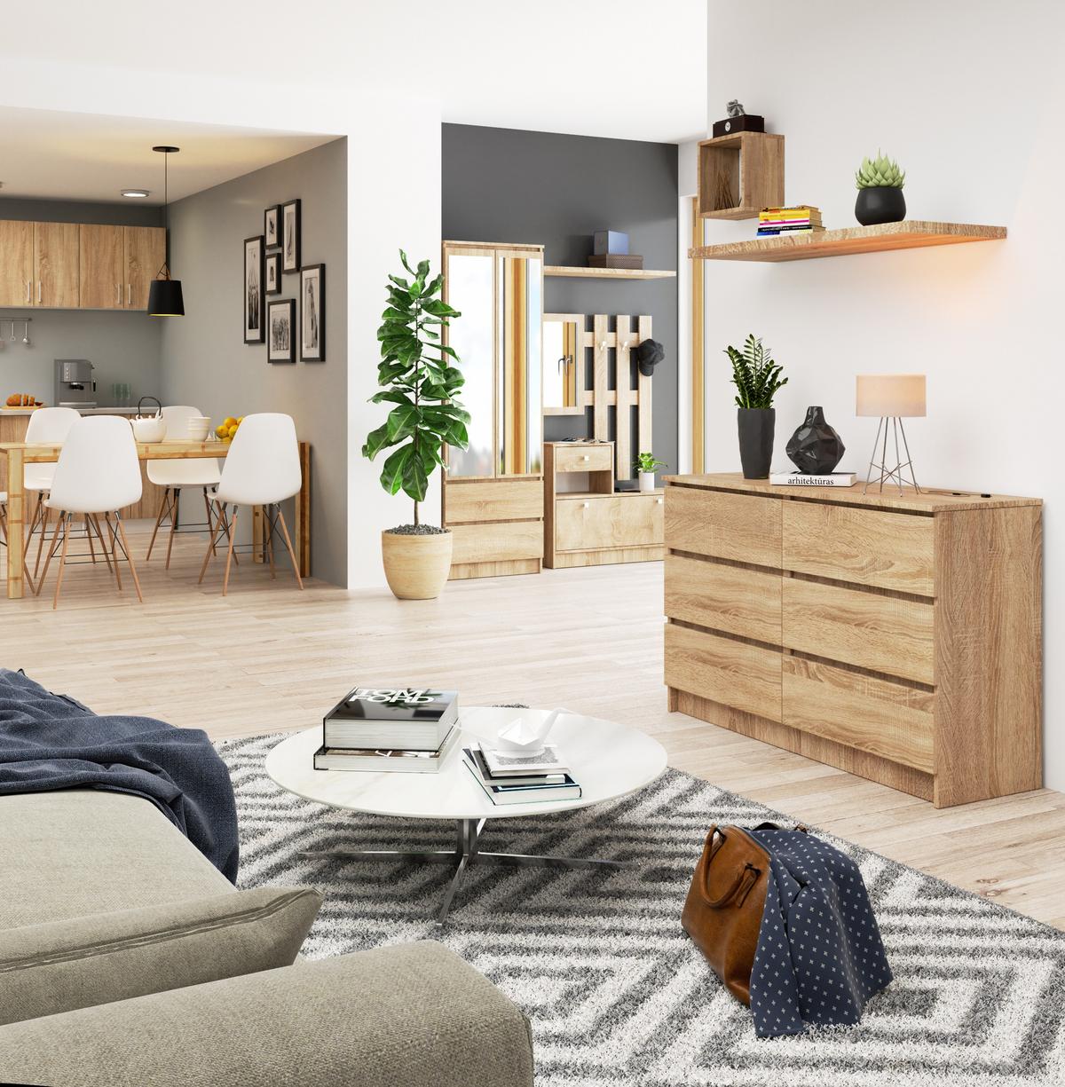 KOMMODE Eiche Sonoma 77/120/40 - Sonoma Eiche, Holzwerkstoff (120/77/40cm) - RAUMHIRSCH FURNITURE