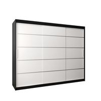 SCHWEBETÜRENSCHRANK 200/250/62 3-türig - Silberfarben/Schwarz, Holz/Kunststoff (250/200/62cm) - MÖBEL KRYSPOL