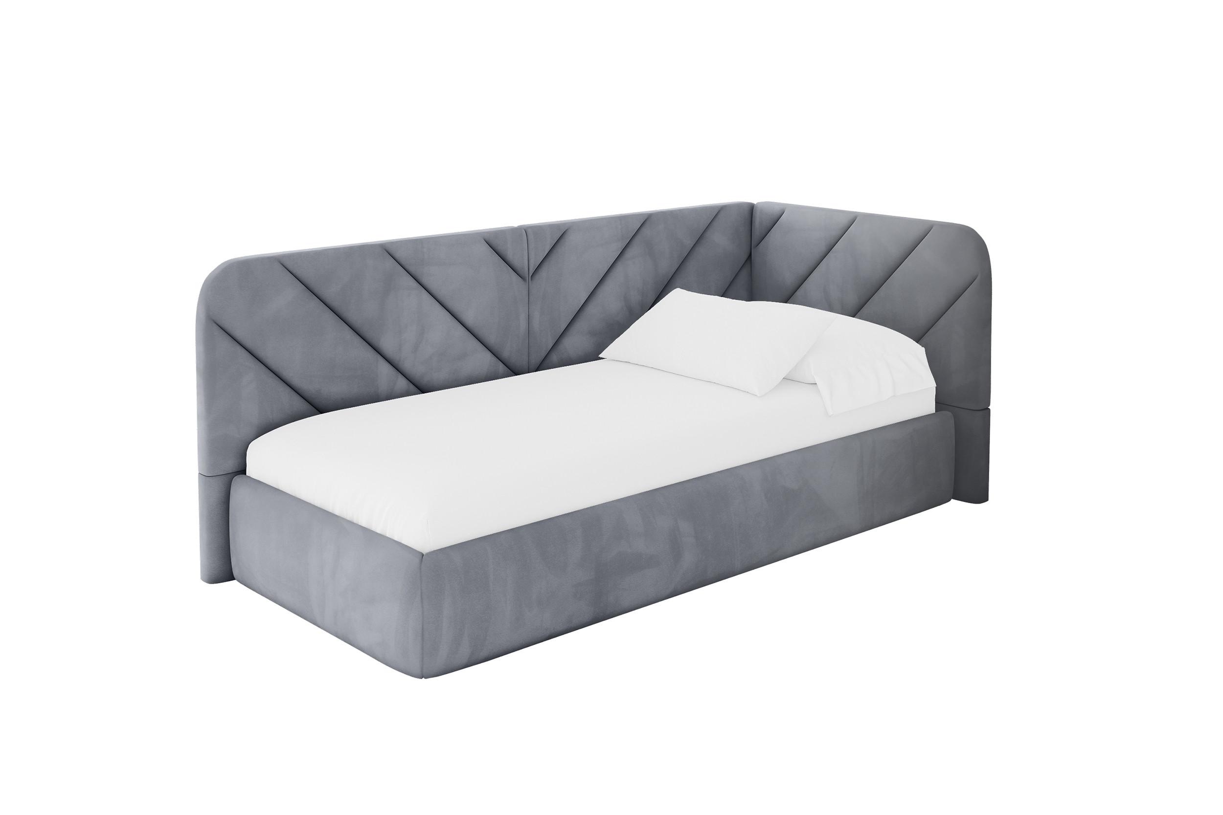 EINZELLBETT Jugendbett mit Bettkasten, Links - FIKY 100x200 Grau - Grau, Holzwerkstoff/Textil (100/200cm) - ALTDECOR