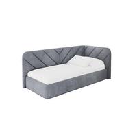 EINZELLBETT Jugendbett mit Bettkasten, Links - FIKY 100x200 Grau - Grau, Holzwerkstoff/Textil (100/200cm) - ALTDECOR