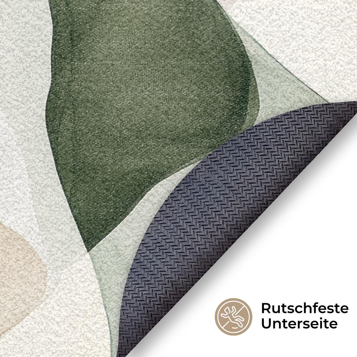 FUSSMATTE Japandi - Abstrakt - Grün Schmutzfangmatte 120x120 cm - Multicolor, Kunststoff (120/0.4cm) - MuchoWow