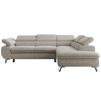 ECKSOFA PABLO L Hellgrau Struktur - Rechts Seite - Hellgrau/Schwarz, Textil/Metall (273/208cm) - MKS