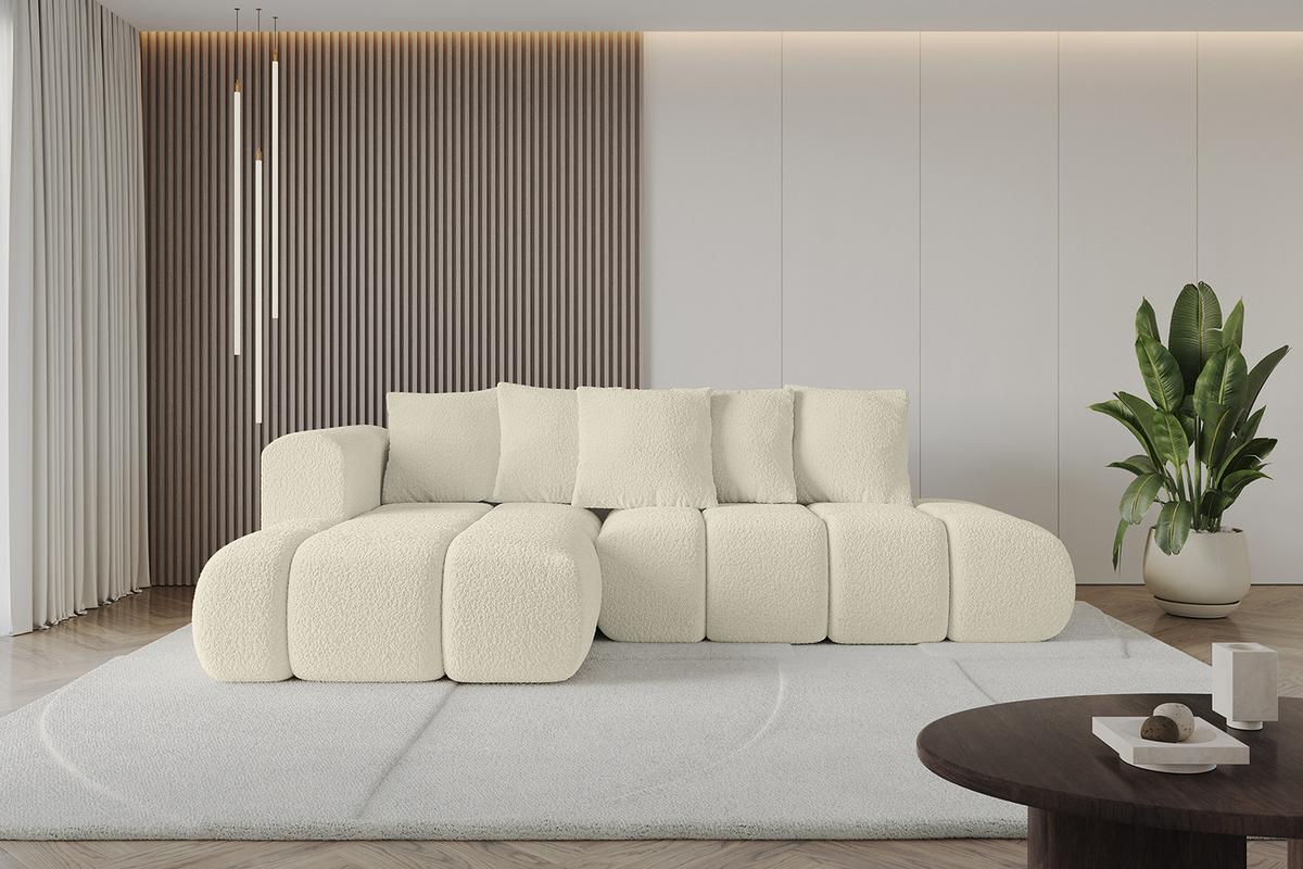ECKSOFA Ottomane Links CLOUD-L-v1 280x185x90 Beige Bouclé - Beige, Holzwerkstoff/Kunststoff (180/289cm) - ALTDECOR