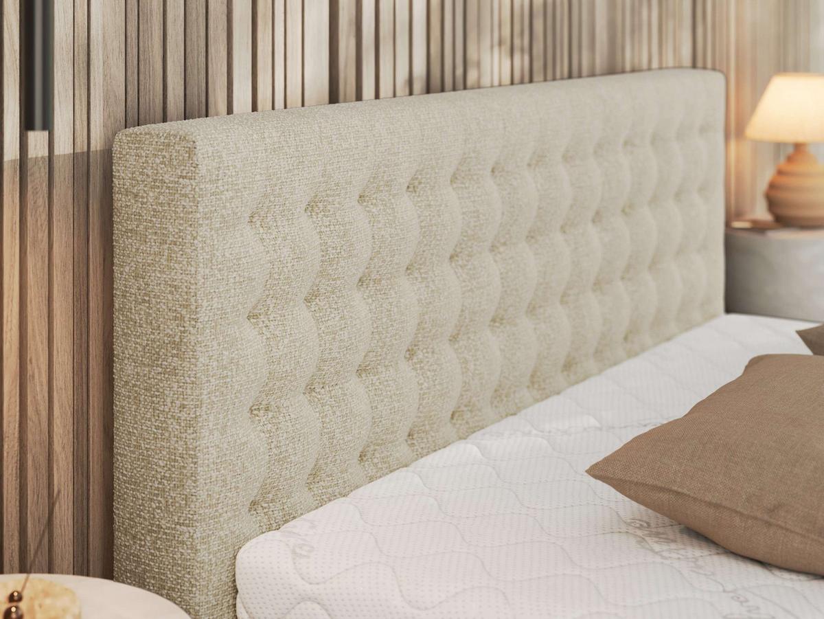 POLSTERBETT PAVO CLASSIC 160/200 - Creme Strukture - Multipocket-Matratze - Creme, Textil (160/200cm) - MKS