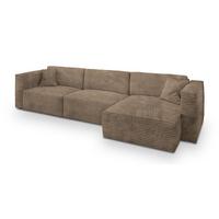 ECKSOFA TOLMO Beige Kordstoff mit Schlaffunktion - Beige/Grau, Holz/Kunststoff (347/148cm) - MASSENO