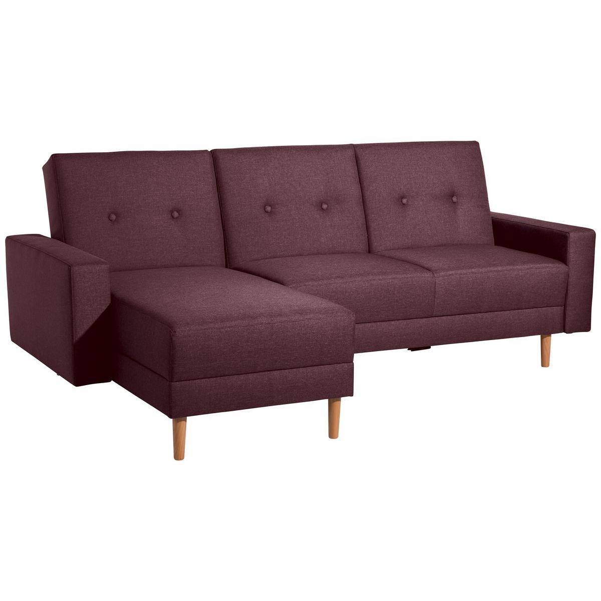 FUNKTIONSSOFA mit Hocker Kattie Flachgewebe burgund - Bordeaux, Kunststoff (144/230cm) - 58aufmkessel