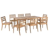 GARTENMÖBEL-SET 8-Sitzer Hellbraun zertifiziertes Akazienholz Chioggia - Hellbraun, Holz - Beliani
