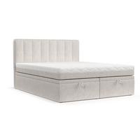 BOXBETT Lume 180/200 cm Hellbeige im Neve Stoff - Sandfarben/Schwarz, Holz/Holzwerkstoff (180/200cm) - AltaBeds
