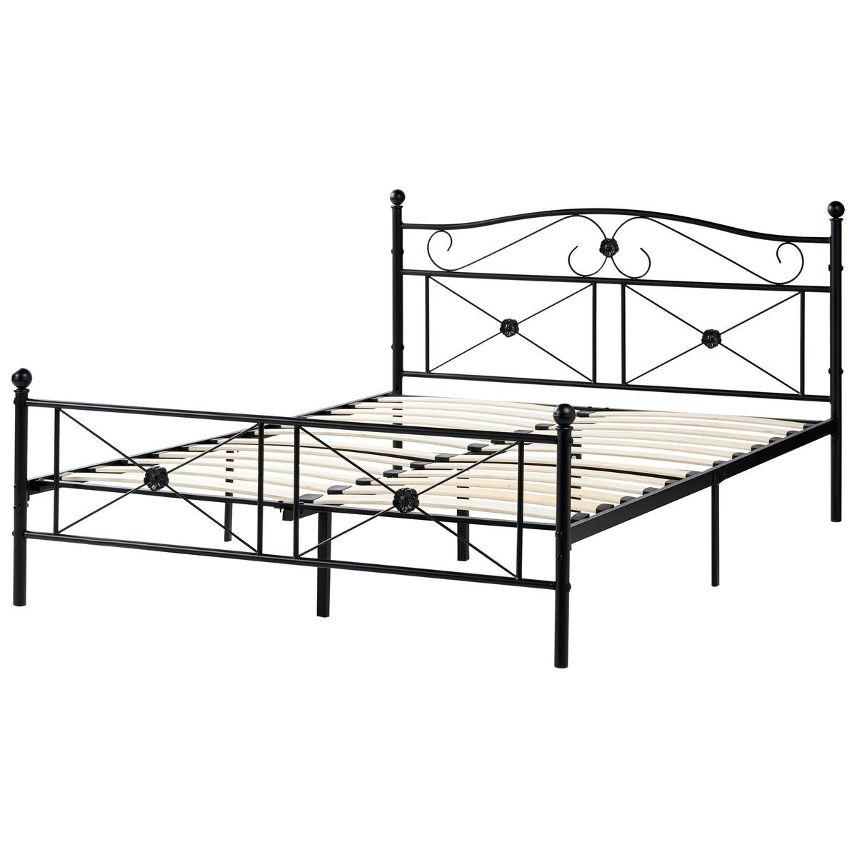 BETT mit Lattenrost 140/200 cm Stahl Schwarz Rodez - Schwarz, Metall (140/200cm) - Beliani
