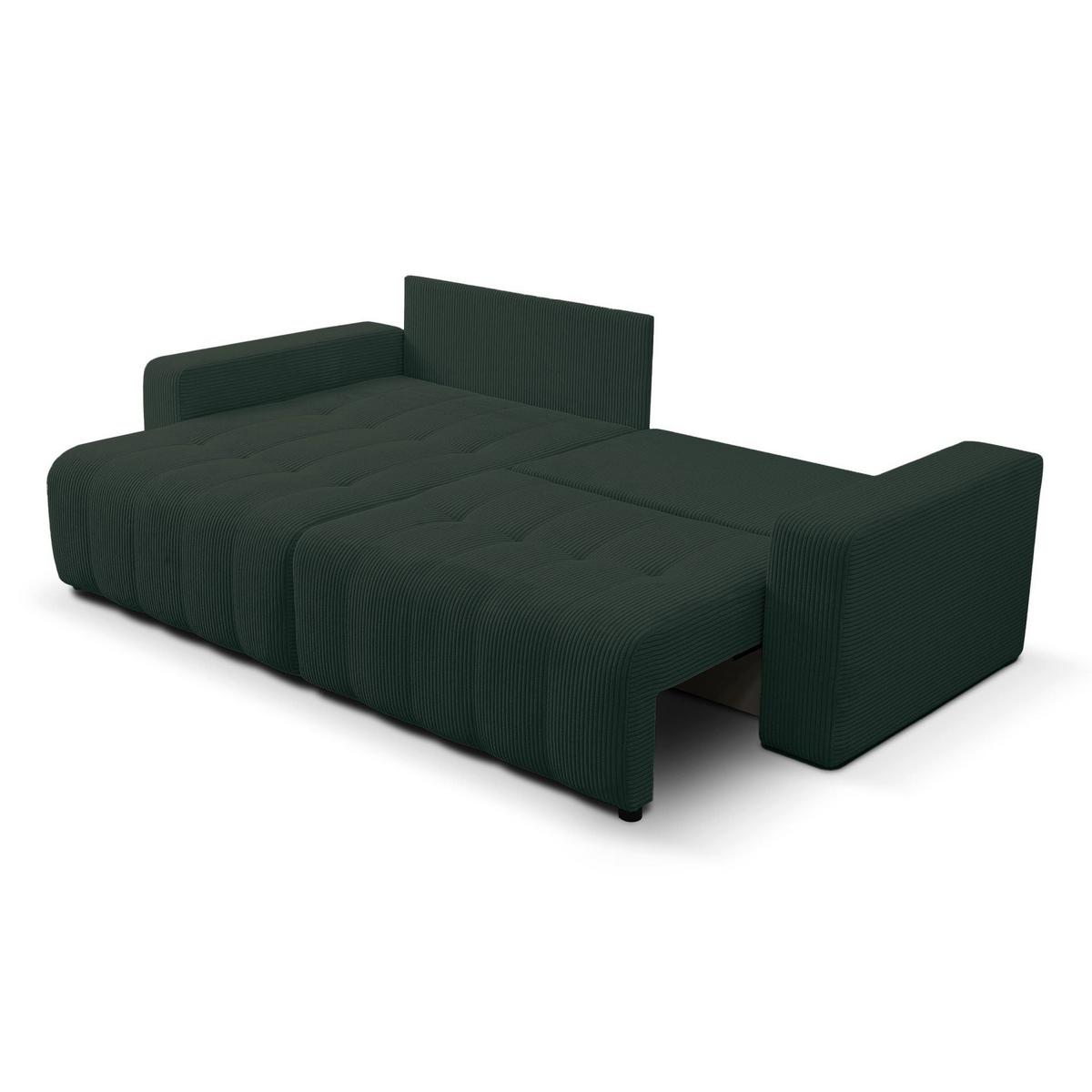 ECKSOFA Maillo Dunkelgrün Cord - Dunkelgrün/Schwarz, Kunststoff/Textil (245/143cm) - Selsey