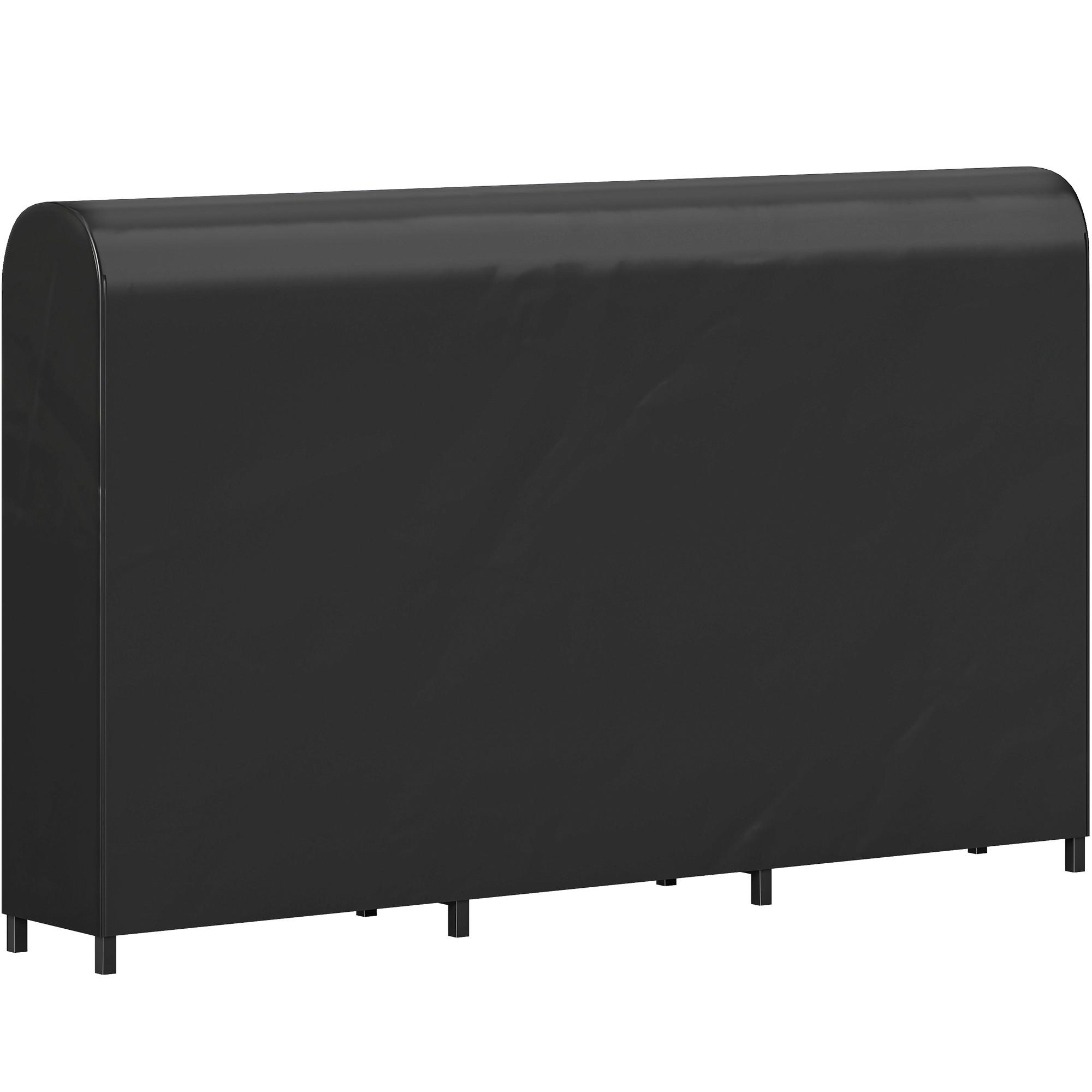 KAMINHOLZREGAL Metall 199 x 30 x 121 cm Brennholzregal 0,6m³ mit Abdeckung - Schwarz, Metall (30/121/199cm) - Outsunny
