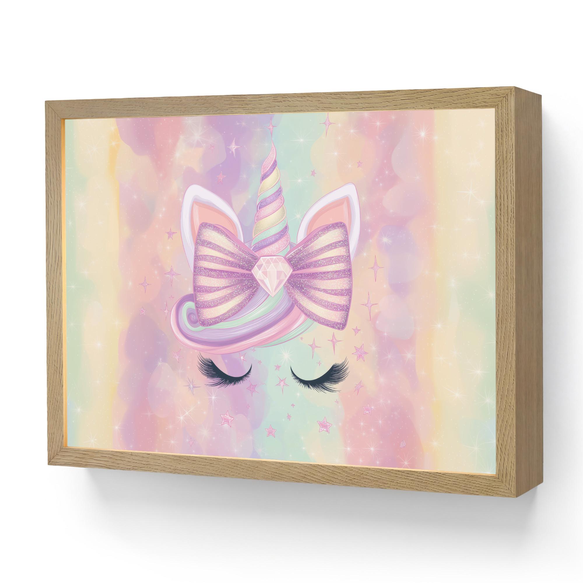 NACHTTISCHLAMPE MIT AKKU Einhorn - Glitzer - Regenbogen - Pastell 40x30 cm - Hellrosa, Holzwerkstoff (8/40/30cm) - OnlyWow