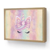WANDLEUCHTE MIT AKKU Einhorn - Glitzer - Regenbogen - Pastell 40x30 cm - Hellrosa, Holzwerkstoff (40/30/8cm) - OnlyWow