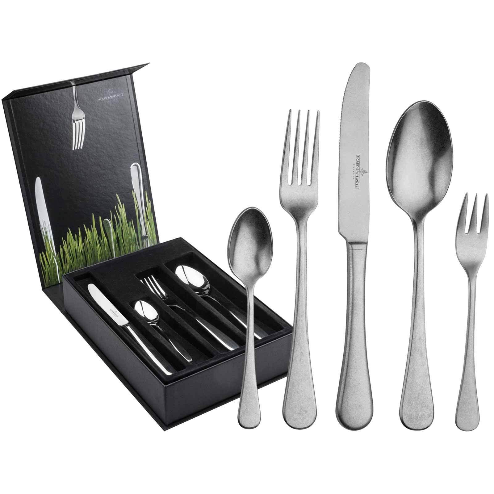TAFELBESTECK INKL. BESTECKBOX Landhaus Vintage silber 30-tlg. - Silberfarben, Metall - Picard & Wielpütz