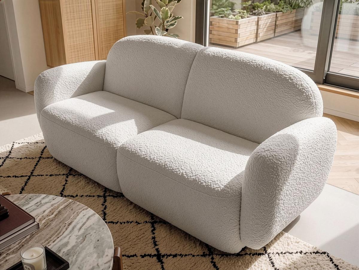 3-SITZER-SOFA Bouclé Weiß Jule - Schwarz/Weiß, Textil (183/77/82cm) - Beliani
