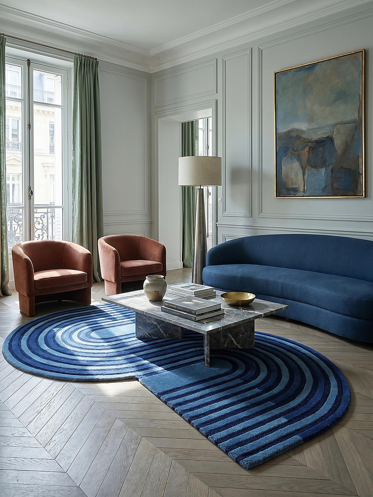 WOLLTEPPICH LEVEN, geometrisch, Blau, 150 x 240 cm - Blau, Textil (240/150cm) - KADIMA DESIGN