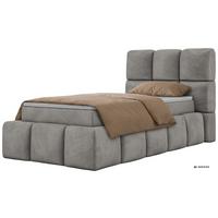 BOXBETT NIRA 90/200 - Hellgrau Velvet - Topper Visco - H3 - Hellgrau/Schwarz, Kunststoff/Textil (200/90cm) - MKS