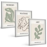 BILDER SET 3er Set - 40x60 cm Silberner Rahmen - Stilvolles Design mit Pflanzenmotiven - Silberfarben, Kunststoff (40/60cm) - TULUP