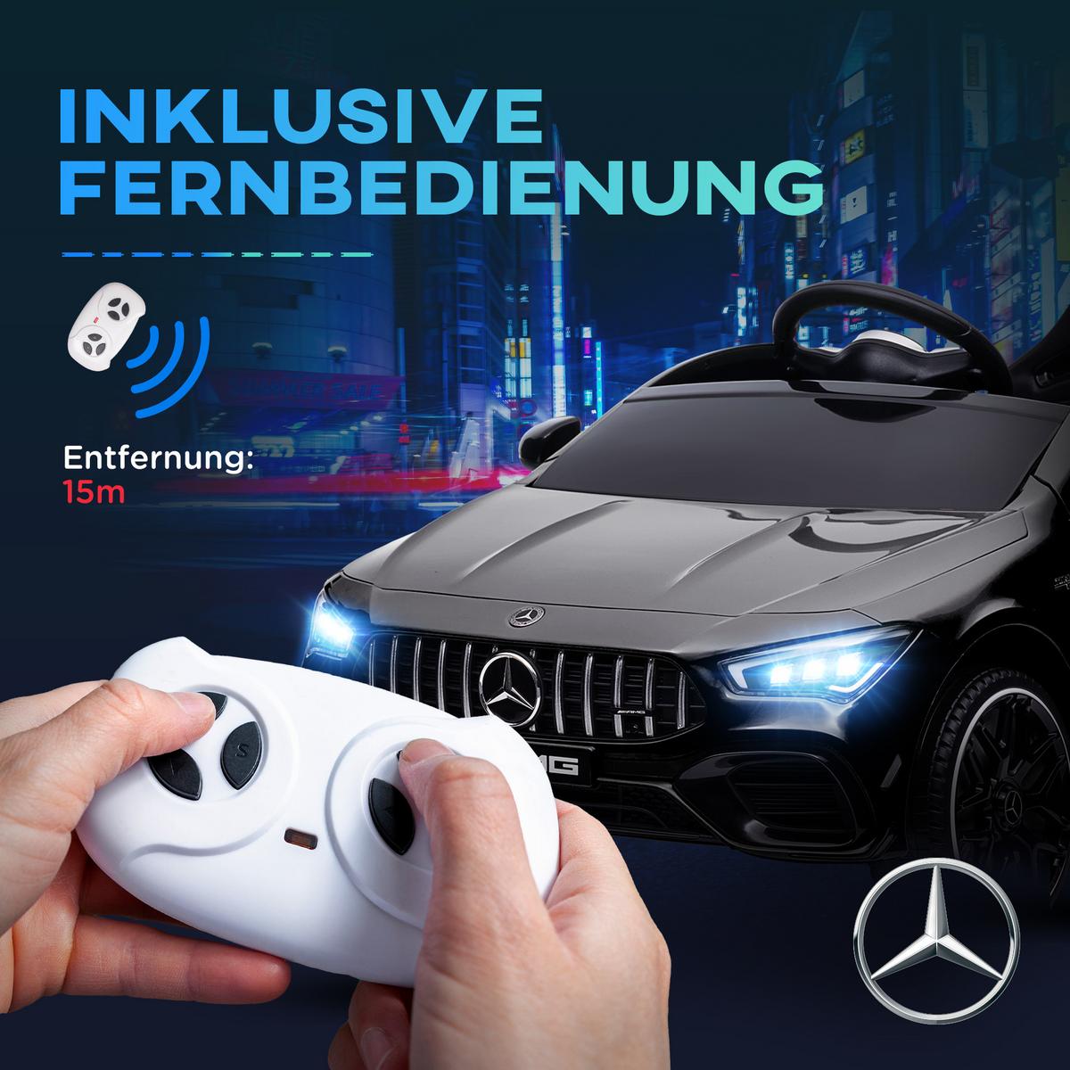 KINDER Elektroauto 12V Kinderauto mit Fernbedienung, Musik, bis 5 km/h Schwarz - Schwarz, Metall (110/61/45cm) - AIYAPLAY