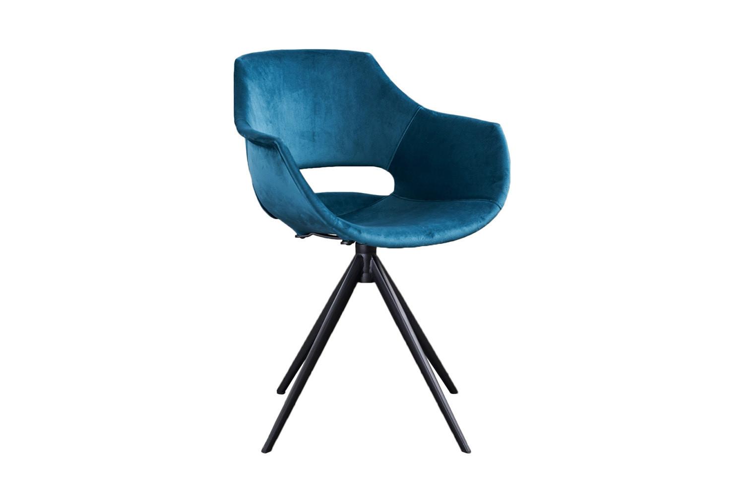 DREHSTUHL ZAJA Petrol Velvet Drehbar (360°) (1er-Set) - Blau/Petrol, Textil (57/85/59cm) - KAWOLA