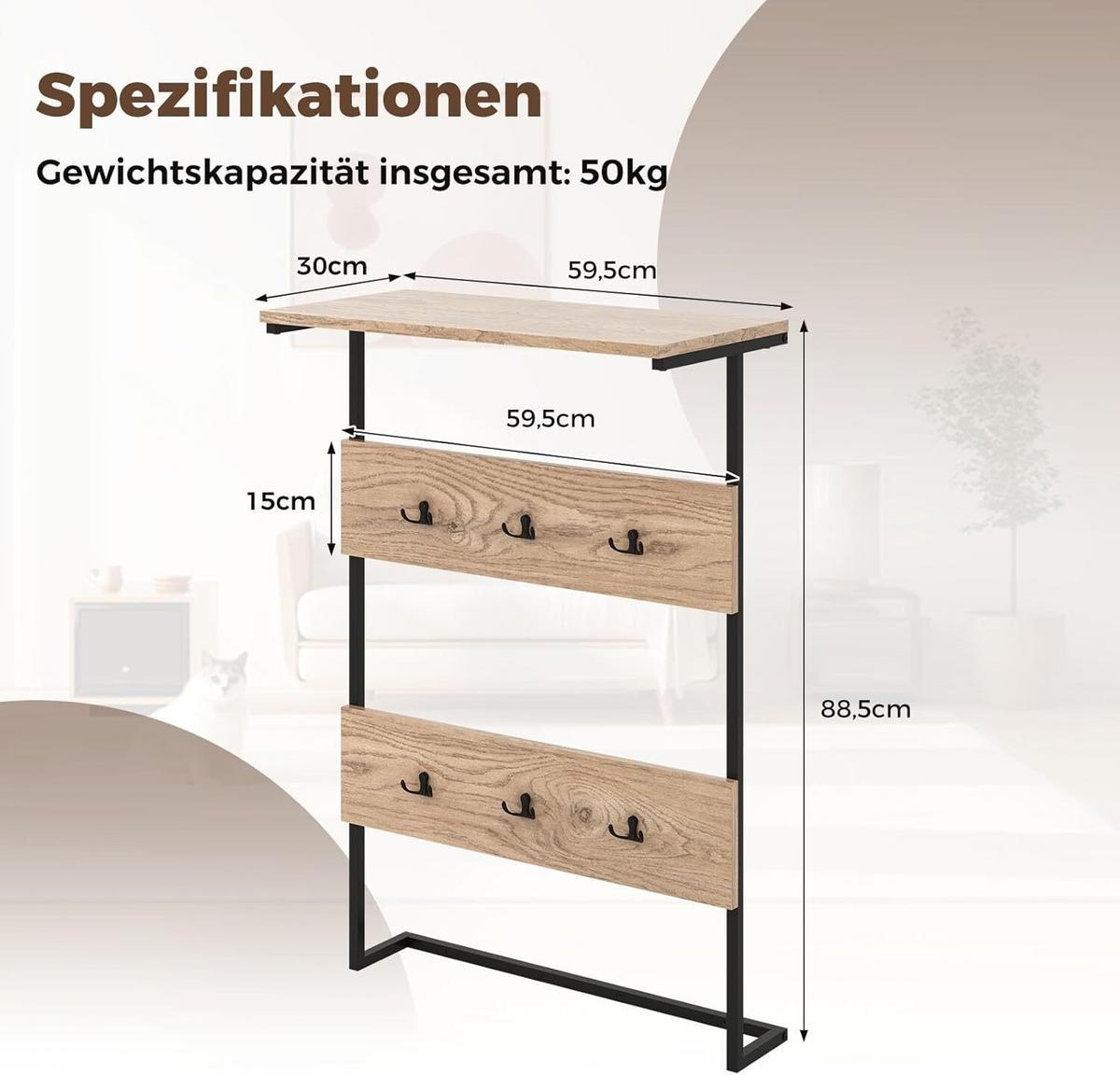 WANDGARDEROBE 88cm Braun - Braun, Metall (60/88/30cm) - COSTWAY