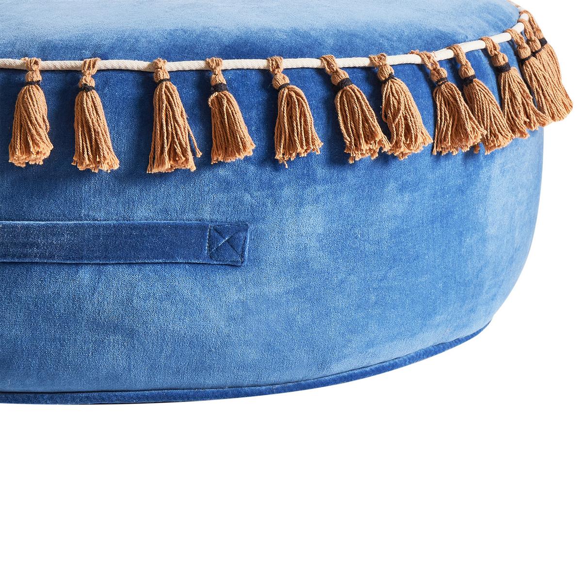 POUF Marineblau Gotha - Blau/Braun, Textil (60/25/60cm) - Beliani