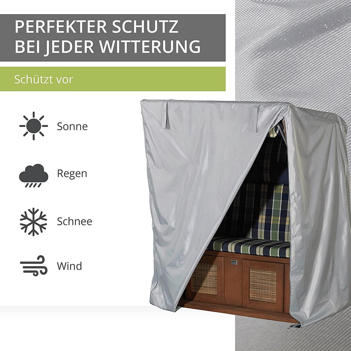 STRANDKORBHÜLLE SHP-80019 - Grau, Kunststoff (103/165/93cm) - mehr Garten
