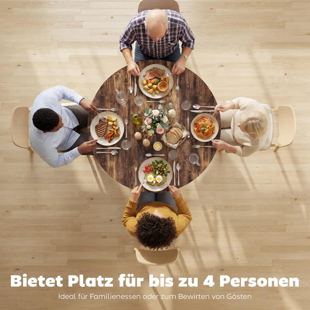 ESSTISCH Spanplatte Metall Rustikal Braun - Braun, Holzwerkstoff (100/100/76cm) - HOMCOM