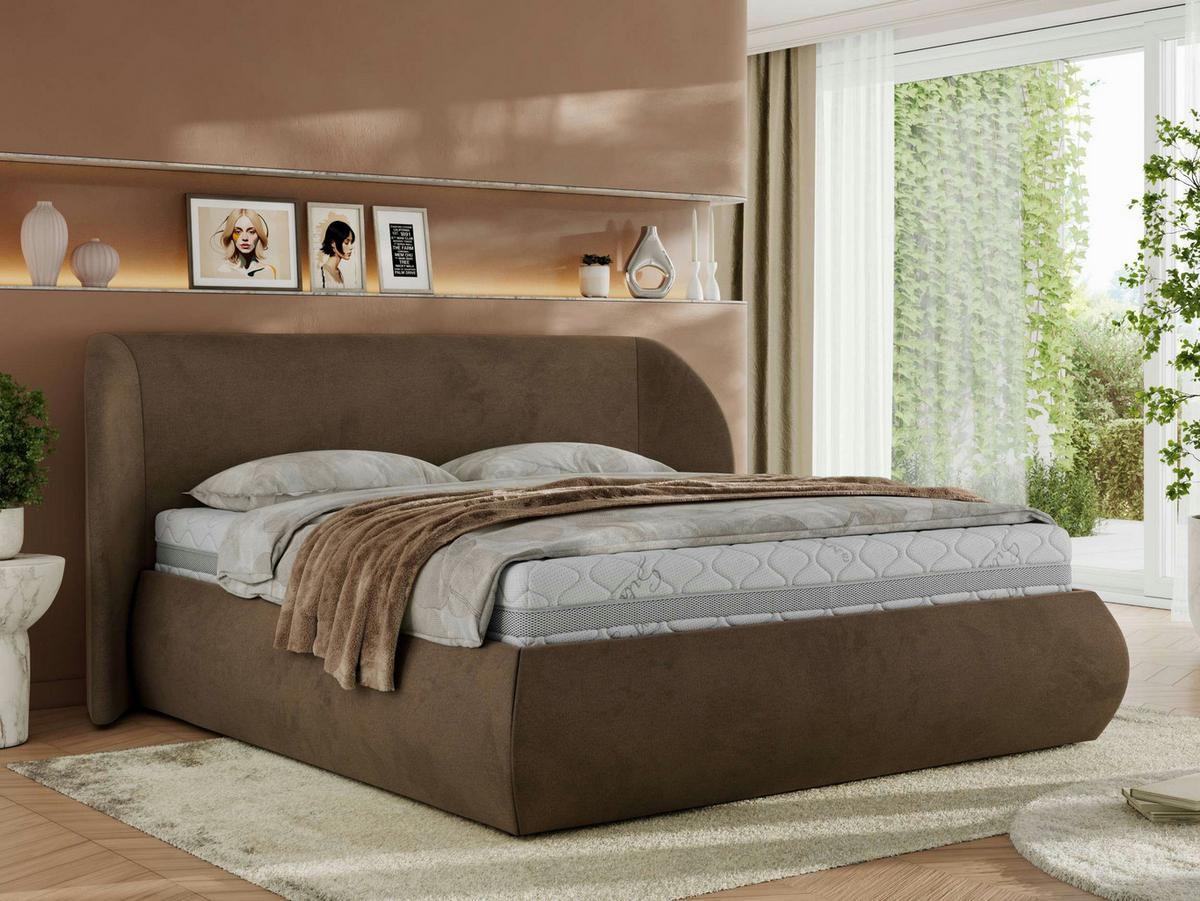 POLSTERBETT CAELA CLASSIC 140/200 - Braun Velvet - Multipocket-Matratze - Braun, Textil (140/200cm) - MKS