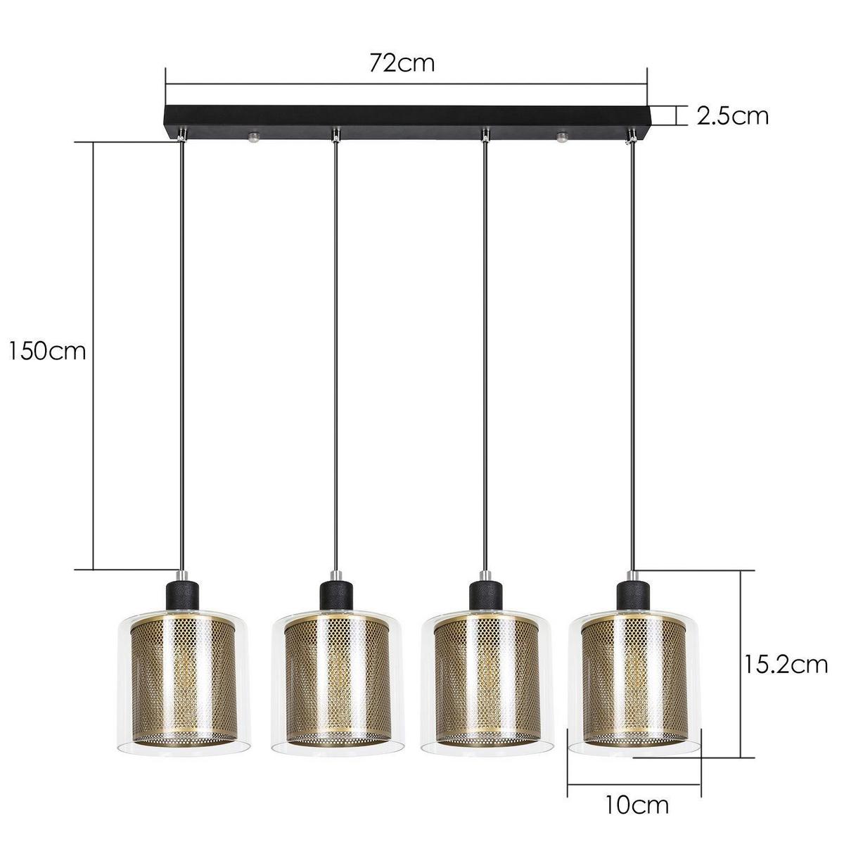 PENDELLEUCHTE Schutzhülle 4-flammig 72/10/168 cm - Goldfarben, Metall (72/10/168cm) - Nettlife