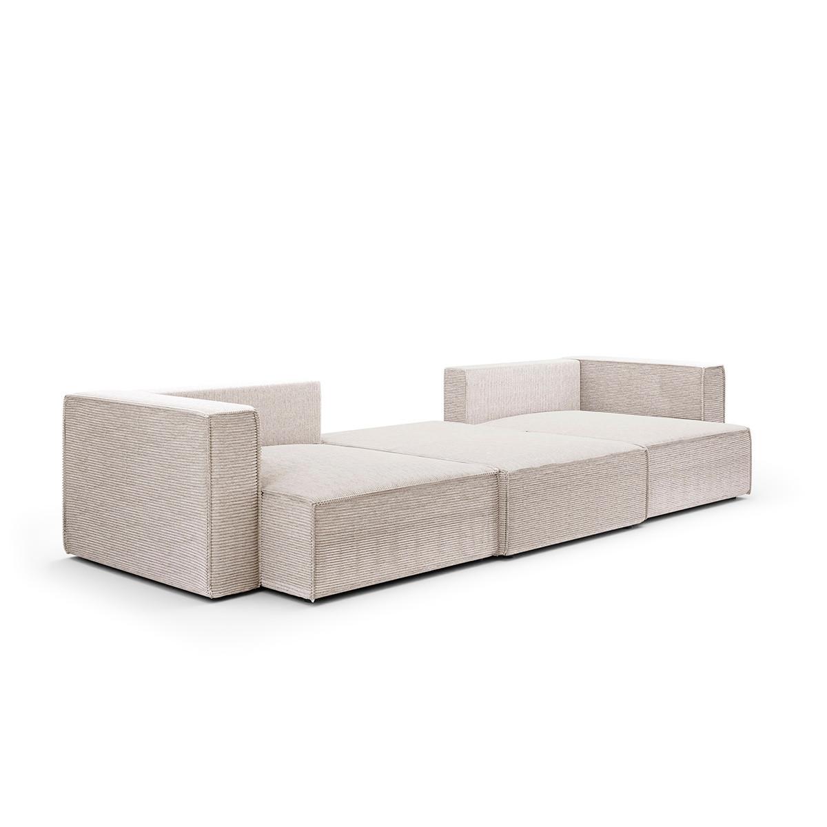 PANORAMASOFA Jimmy 5 Sitzplätze Creme - Weiß, Holz (348/77/148cm) - Petits-meubles