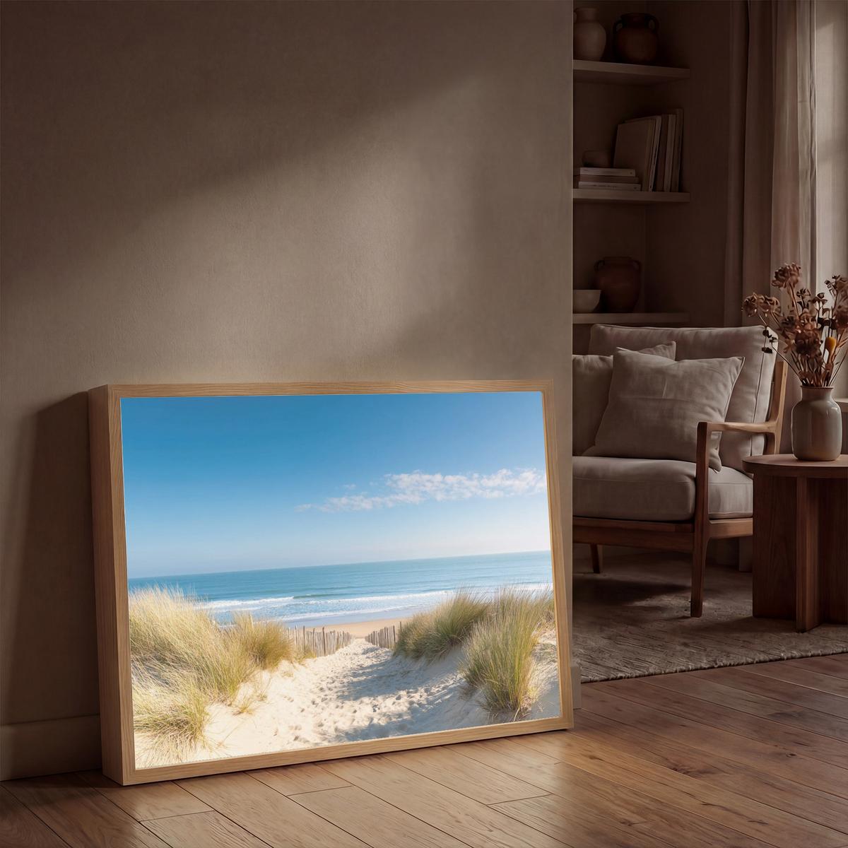 WANDLEUCHTE MIT AKKU Strand - Meer - Düne - Sand - Sommer 100x70 cm - Sandfarben, Holzwerkstoff (100/70/8cm) - OnlyWow